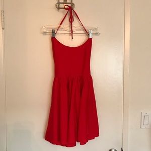 American Apparel Red Spandex Halter Dress